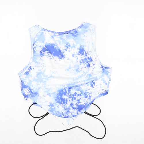 SheIn Womens Blue Geometric Polyester Cropped Tank Size XL Scoop Neck - Tie Dye