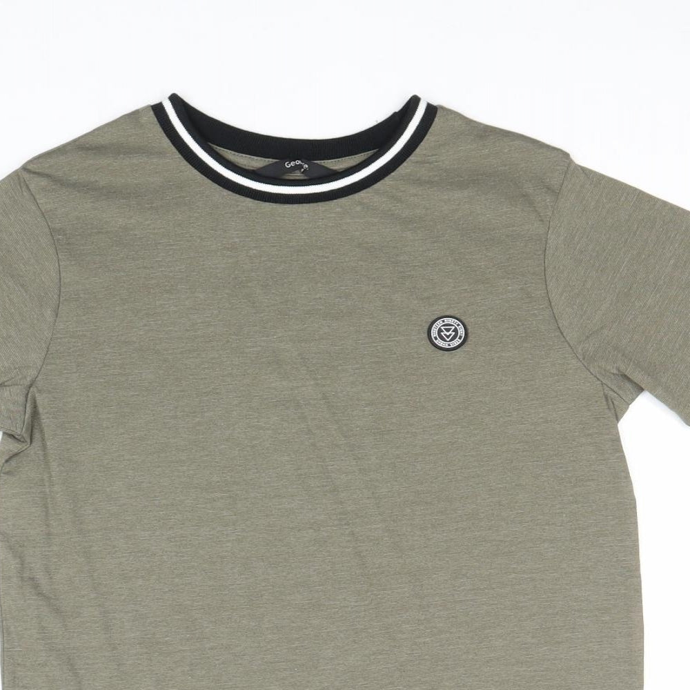 George Boys Green Cotton Pullover T-Shirt Size 9-10 Years Round Neck Pullover