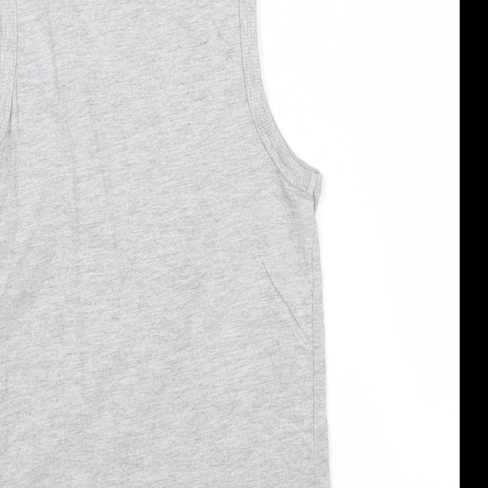 Matalan# Boys Grey Cotton Pullover Tank Size 7 Years Scoop Neck Pullover - Skull