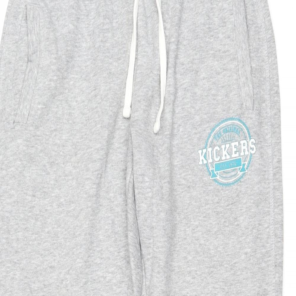 Kickers Womens Grey Cotton Jogger Trousers Size 10 Regular Drawstring