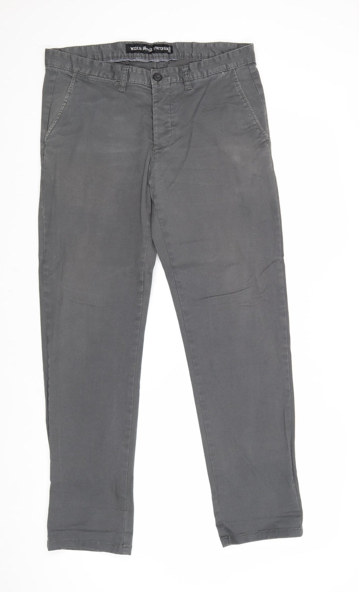 Denim & Co. Mens Grey Cotton Straight Jeans Size 32 in Slim Buckle