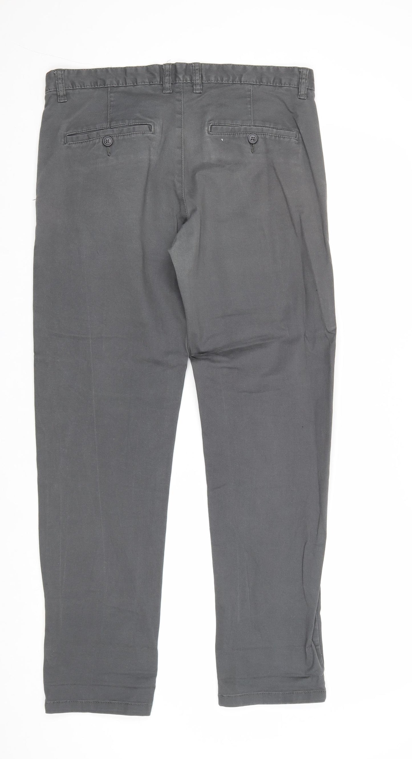 Denim & Co. Mens Grey Cotton Straight Jeans Size 32 in Slim Buckle