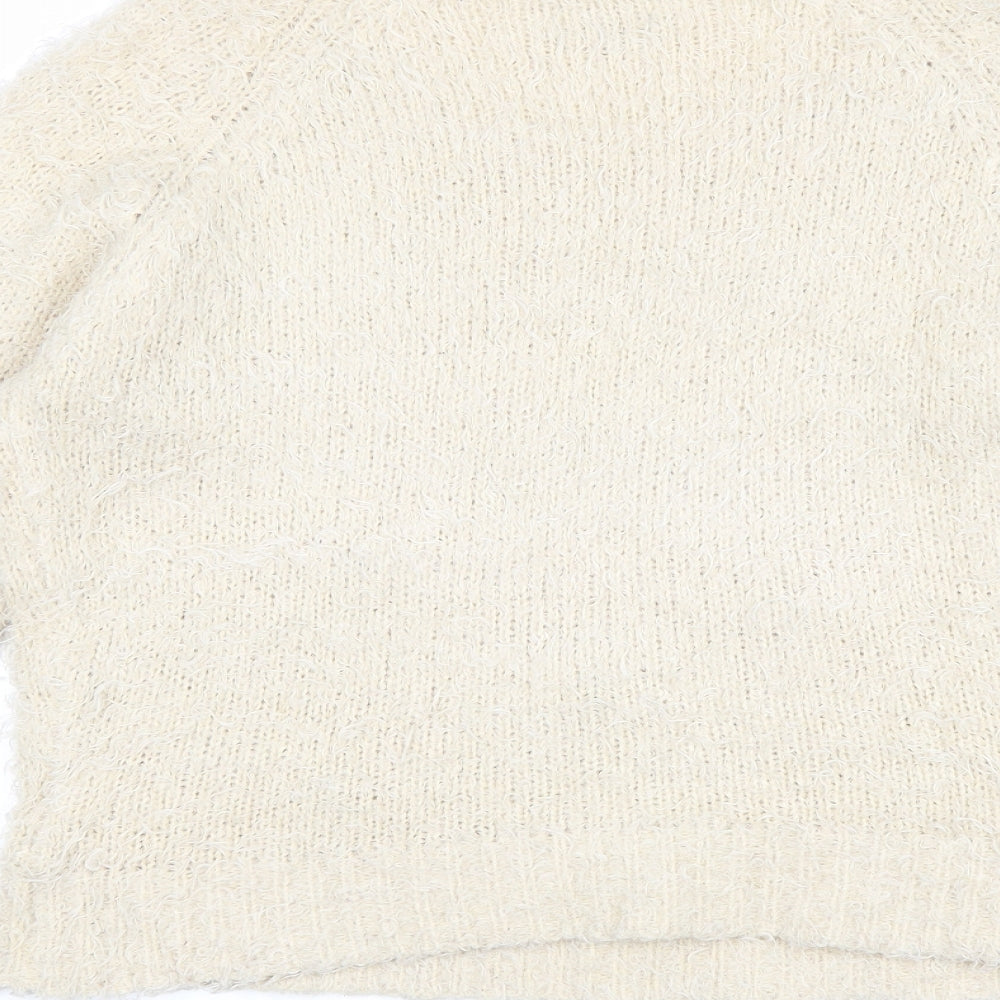 Lottie Loves Womens Beige Boat Neck Polyester Pullover Jumper Size 12 - Pom Pom Detail