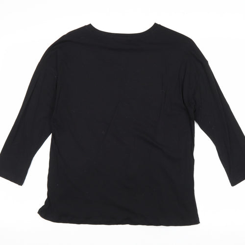 Stradivarius Womens Black 100% Cotton Basic T-Shirt Size L Round Neck - FemCore