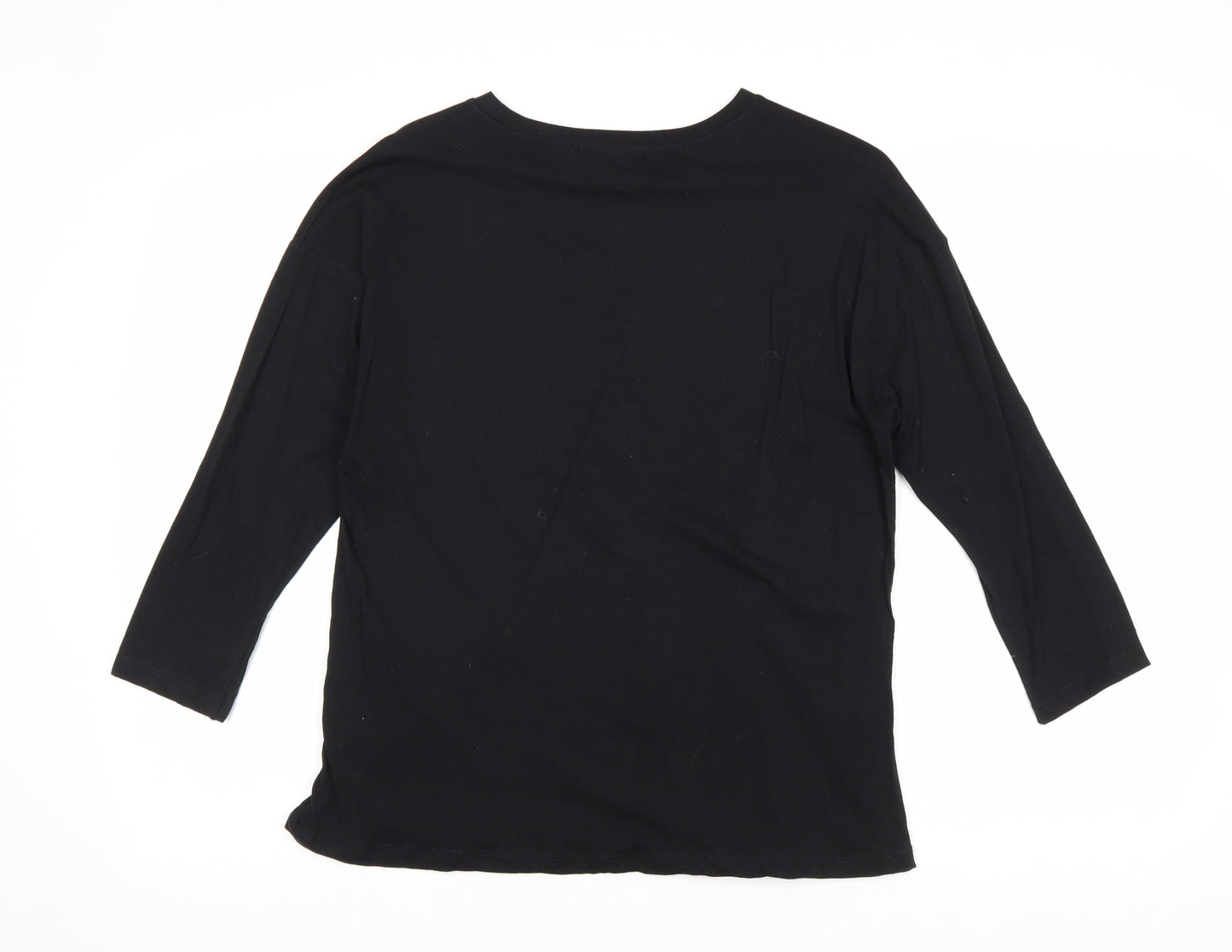Stradivarius Womens Black 100% Cotton Basic T-Shirt Size L Round Neck - FemCore