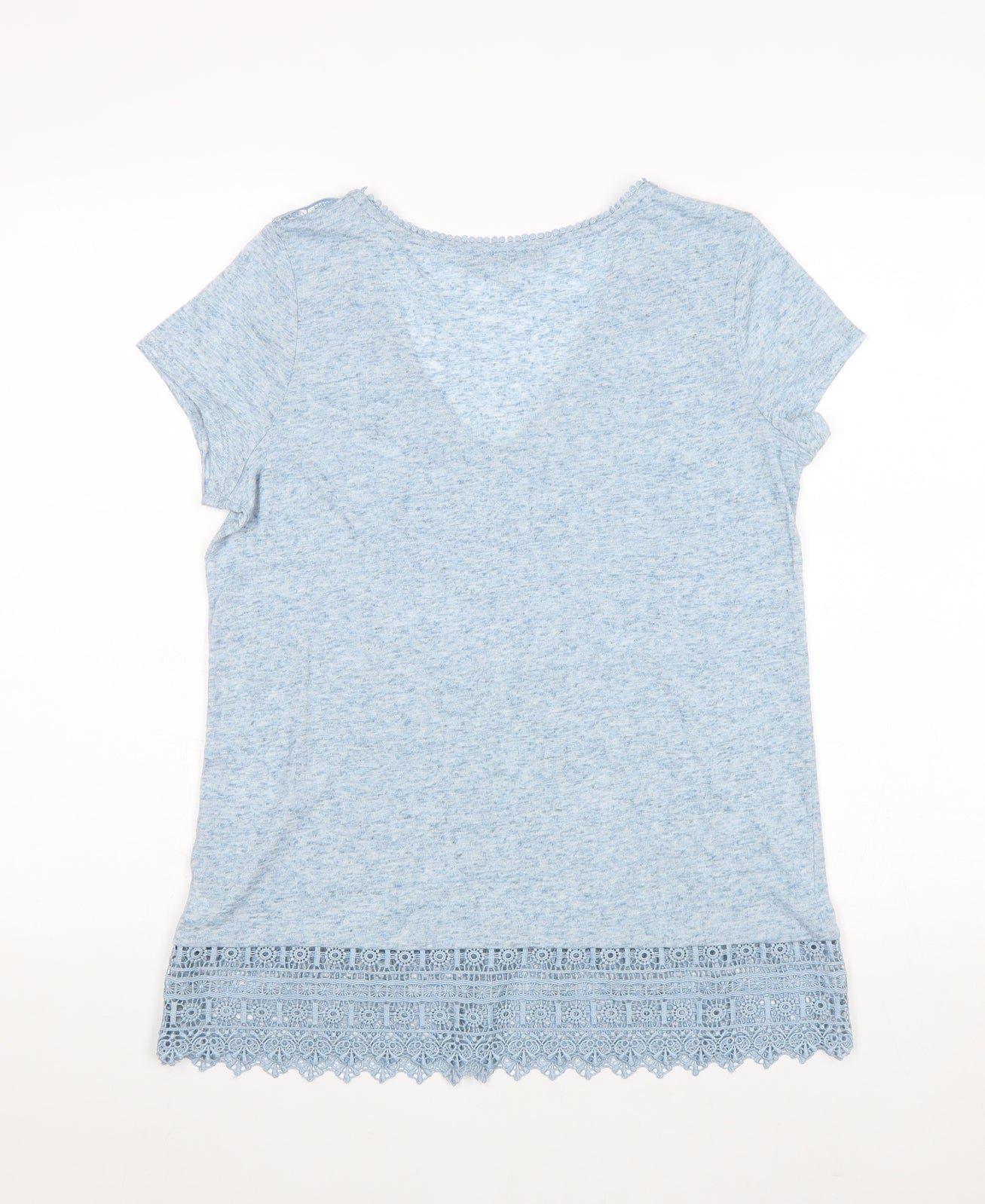 George Womens Blue Polyester Basic T-Shirt Size 10 V-Neck