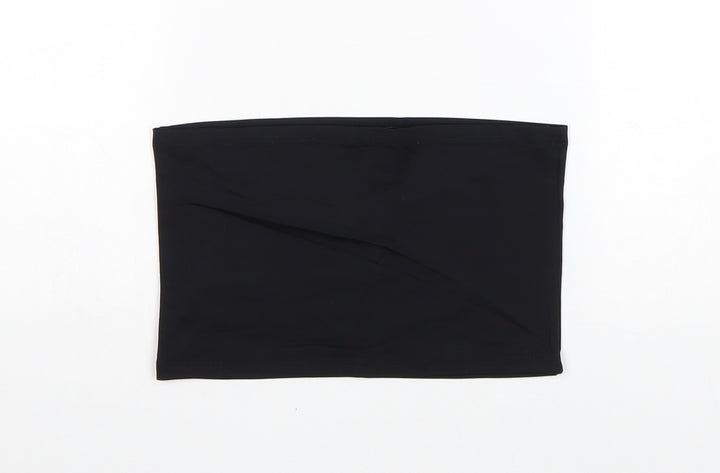 Mango Womens Black Polyamide Cropped Tank Size L Off the Shoulder