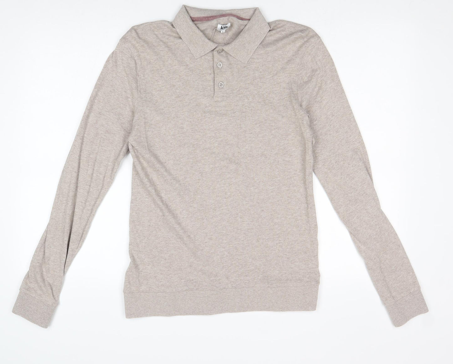 John Lewis Mens Beige 100% Cotton Polo Size S Collared Button