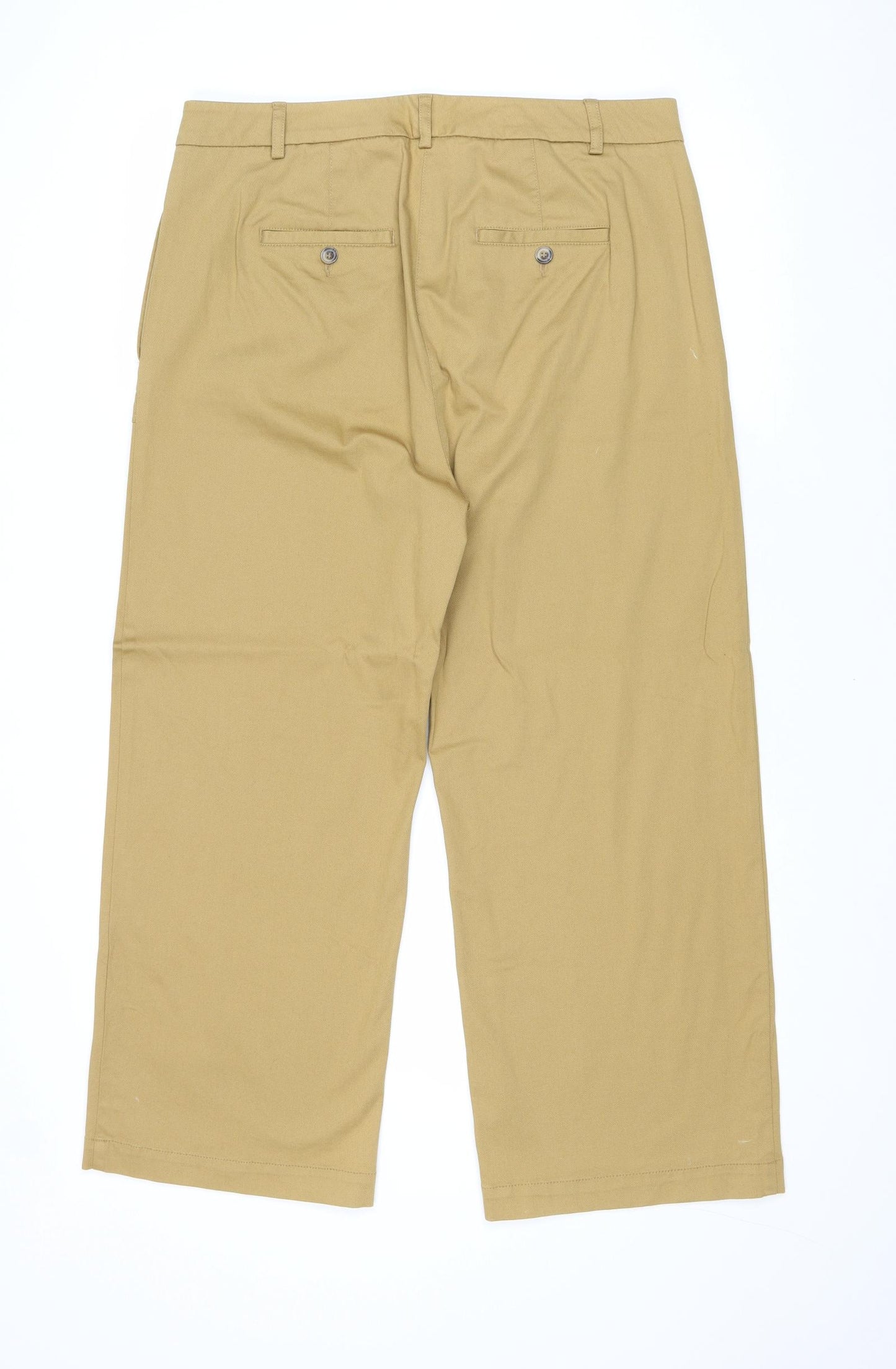 Marks and Spencer Womens Brown Cotton Trousers Size 16 Regular Zip