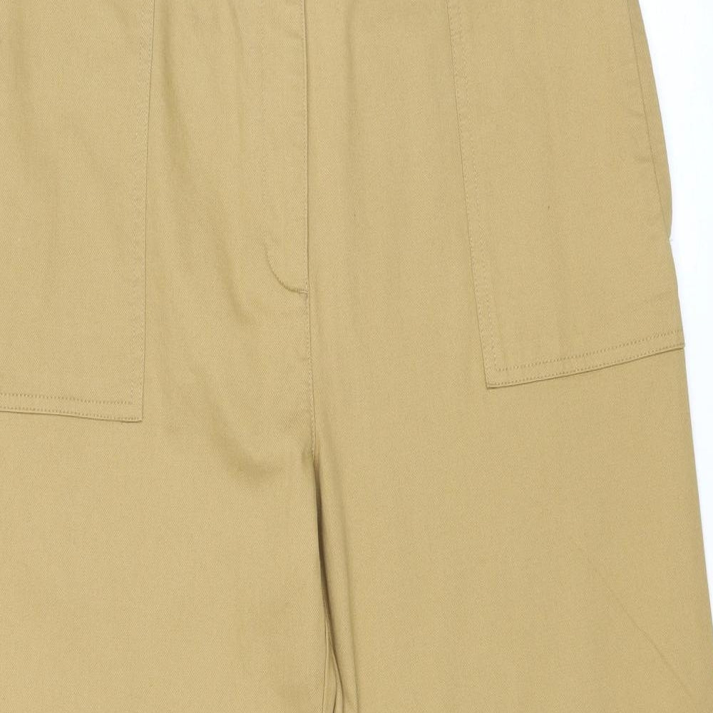 Marks and Spencer Womens Brown Cotton Trousers Size 16 Regular Zip