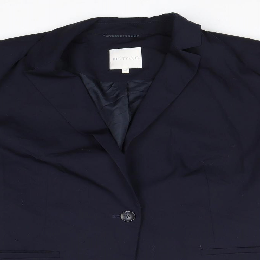 Betty & Co Womens Blue Viscose Jacket Blazer Size 16