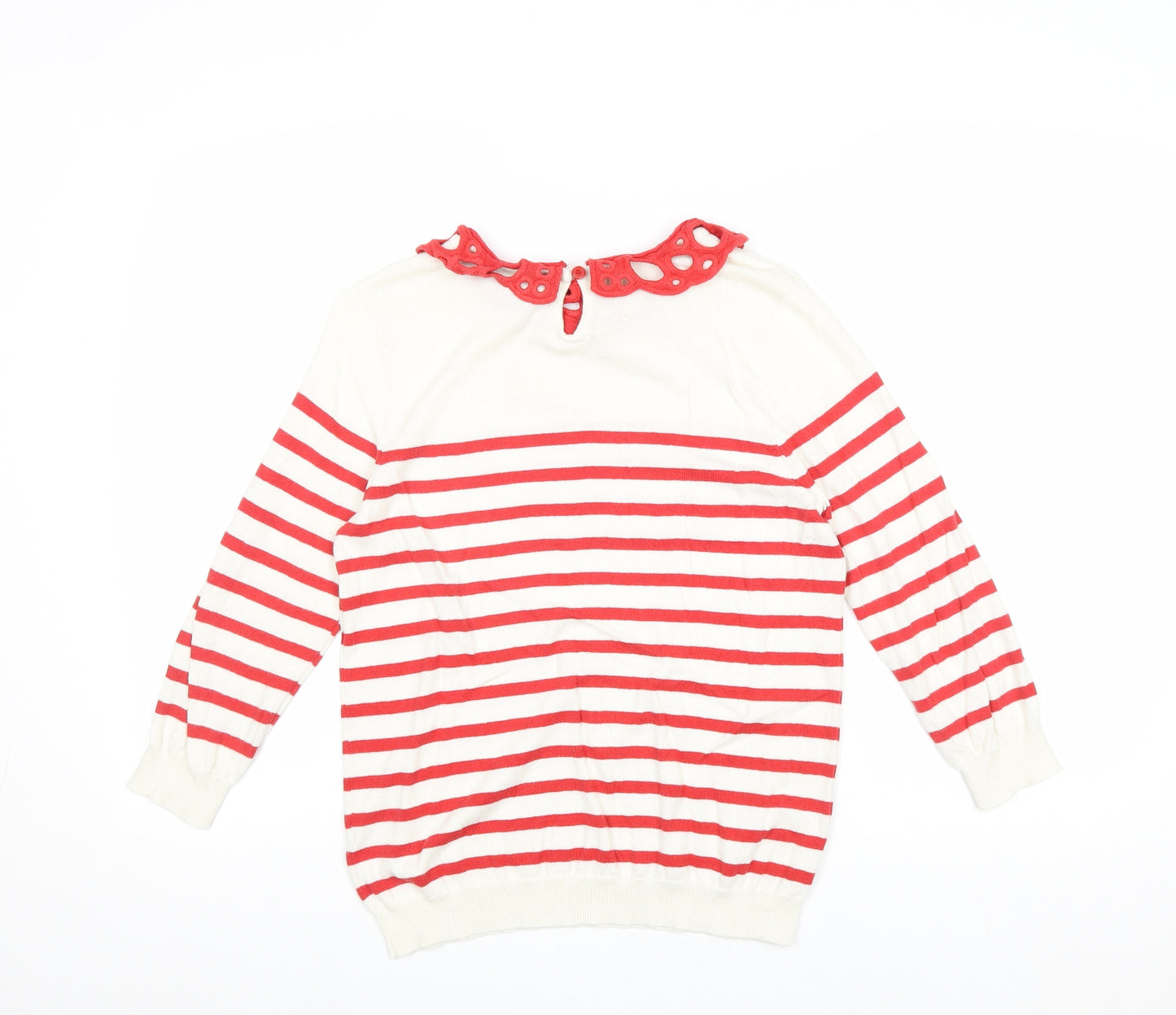 George Womens Red Collared Striped 100% Cotton Pullover Jumper Size 12