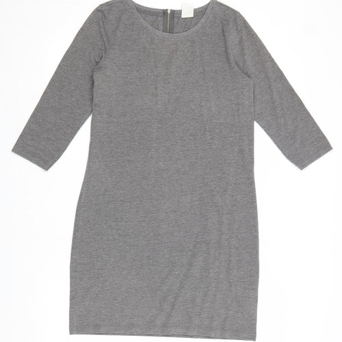 Vera Moda Womens Grey Cotton Shift Size XS Round Neck Zip
