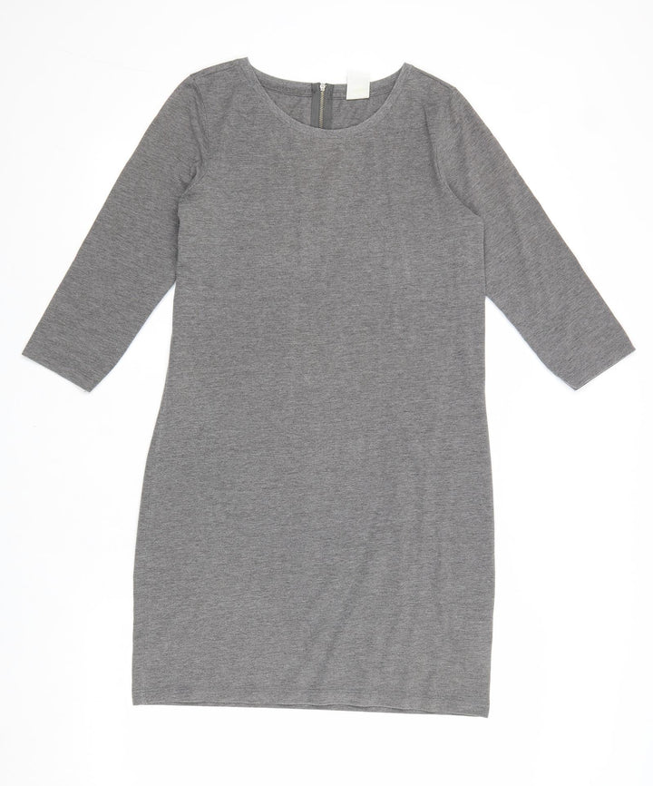 Vera Moda Womens Grey Cotton Shift Size XS Round Neck Zip