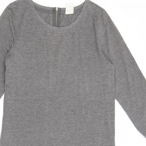 Vera Moda Womens Grey Cotton Shift Size XS Round Neck Zip