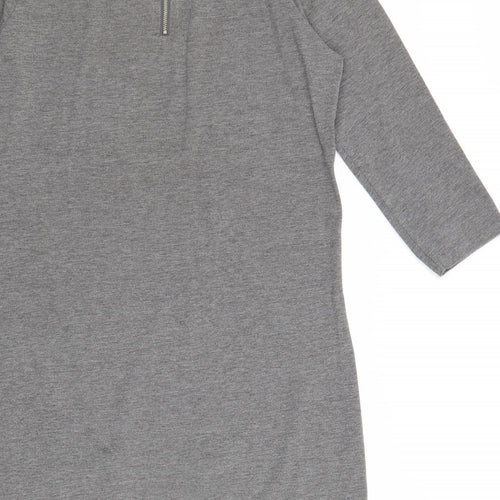 Vera Moda Womens Grey Cotton Shift Size XS Round Neck Zip