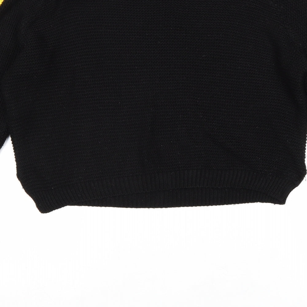 Primark Womens Black Boat Neck Striped Acrylic Pullover Jumper Size 10