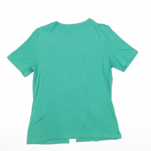 Olsen Womens Green Viscose Basic T-Shirt Size 10 Scoop Neck