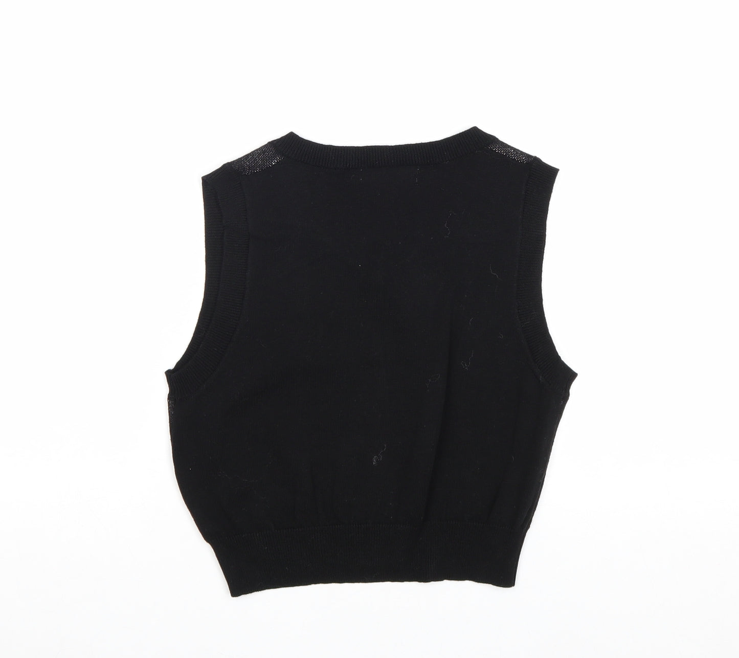 SheIn Girls Black V-Neck Argyle/Diamond Polyacrylate Fibre Vest Jumper Size 11-12 Years Pullover