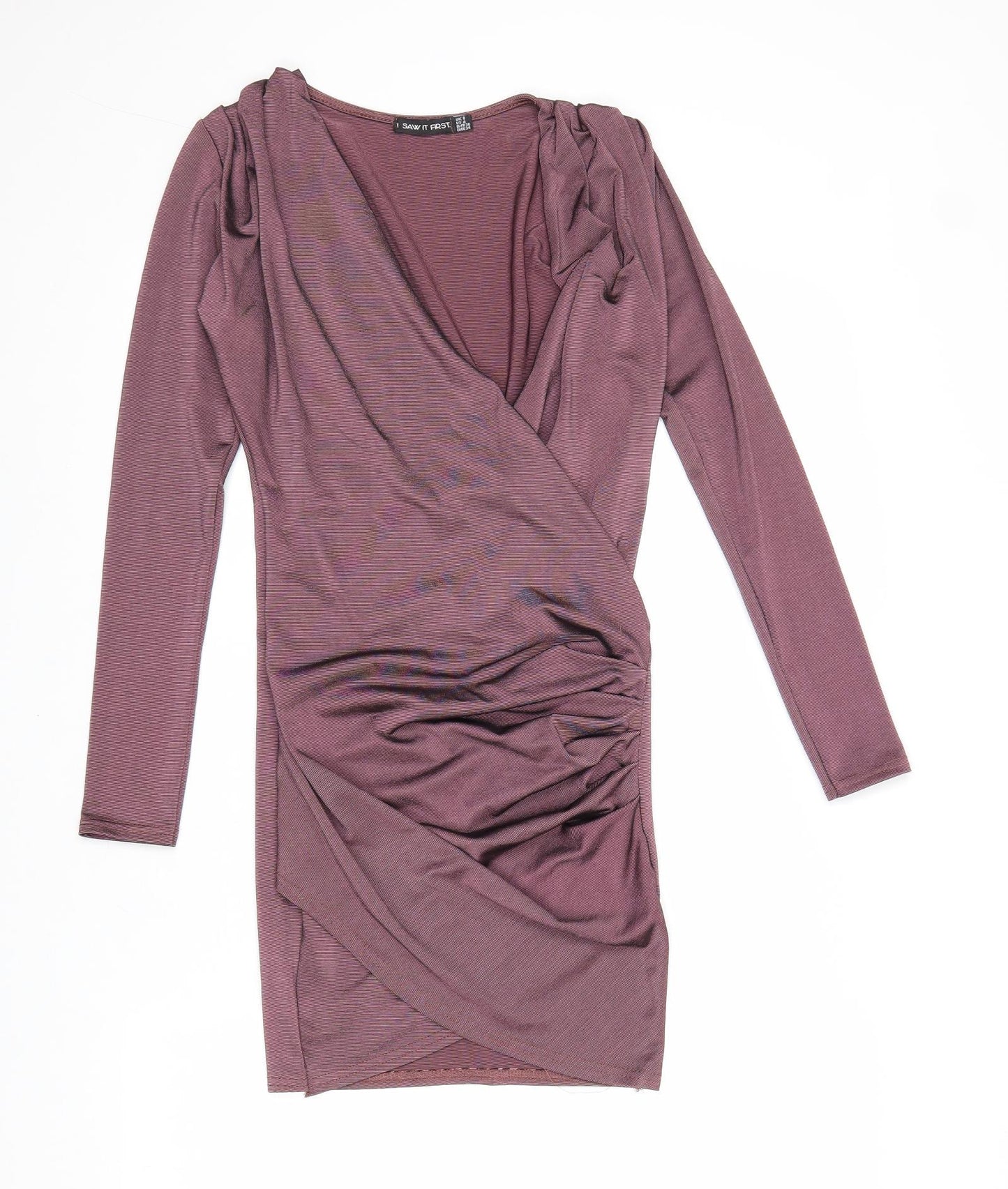 I SAW IT FIRST Womens Purple Polyester Pencil Dress Size 8 V-Neck Pullover