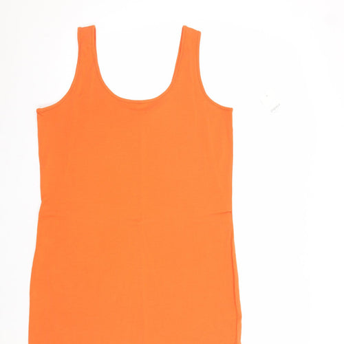 Papaya Womens Orange Cotton Basic Tank Size 18 Round Neck