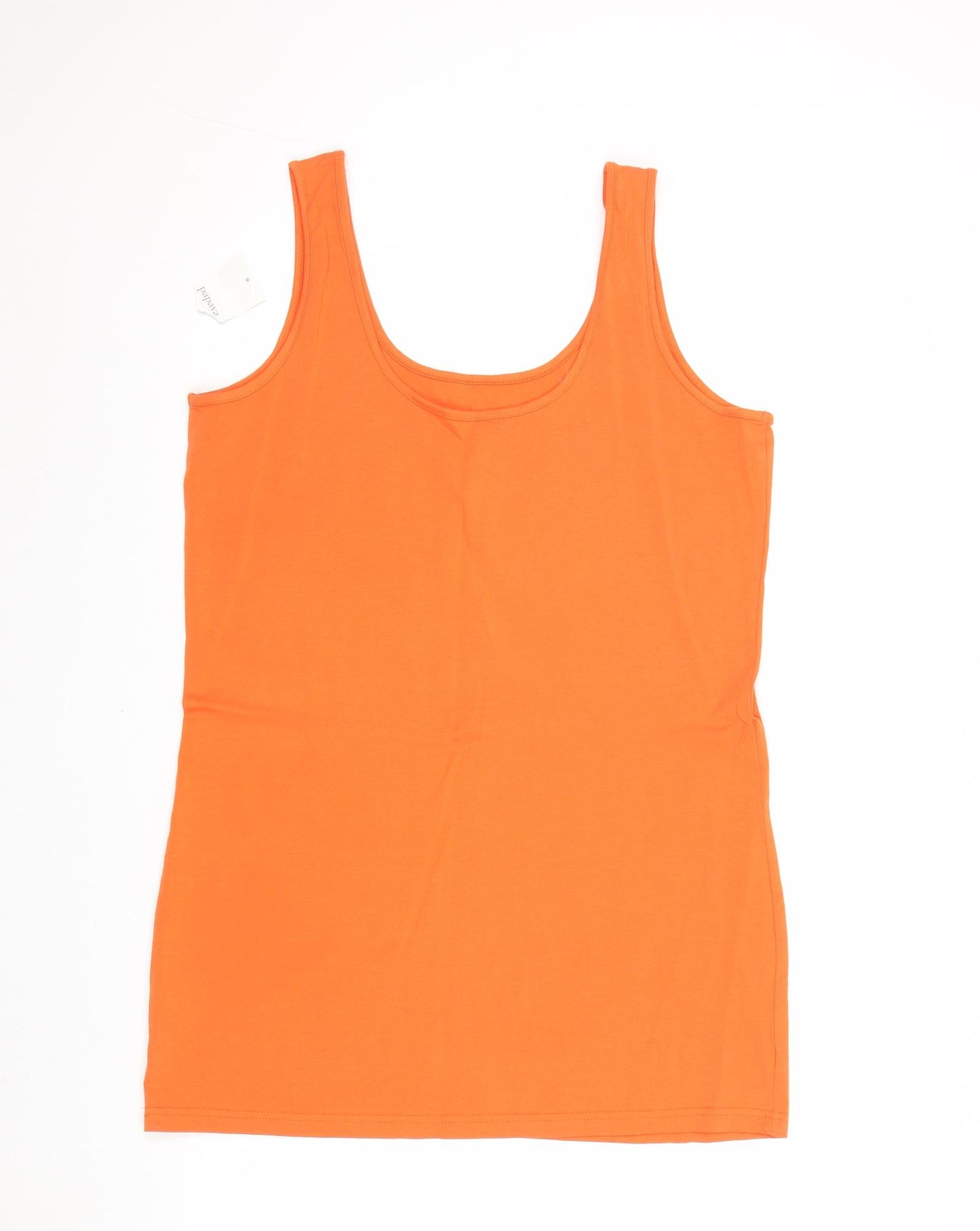 Papaya Womens Orange Cotton Basic Tank Size 18 Round Neck