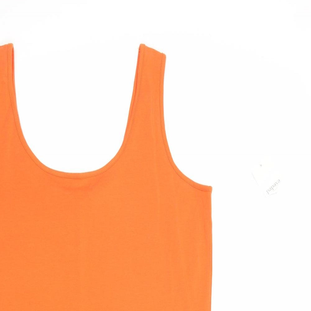 Papaya Womens Orange Cotton Basic Tank Size 18 Round Neck