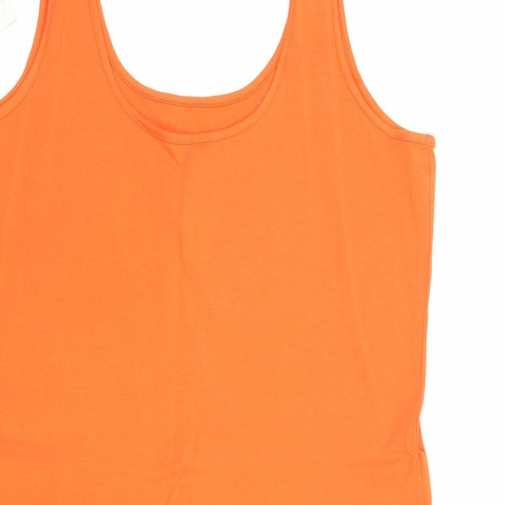 Papaya Womens Orange Cotton Basic Tank Size 18 Round Neck