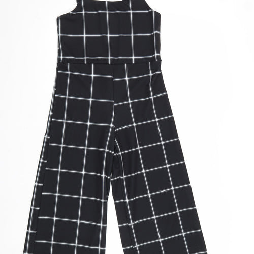 New Look Girls Black Check Polyester Jumpsuit One-Piece Size 11 Years Pullover