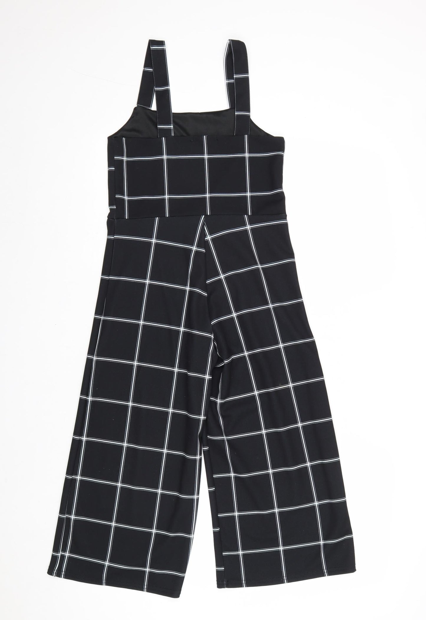 New Look Girls Black Check Polyester Jumpsuit One-Piece Size 11 Years Pullover