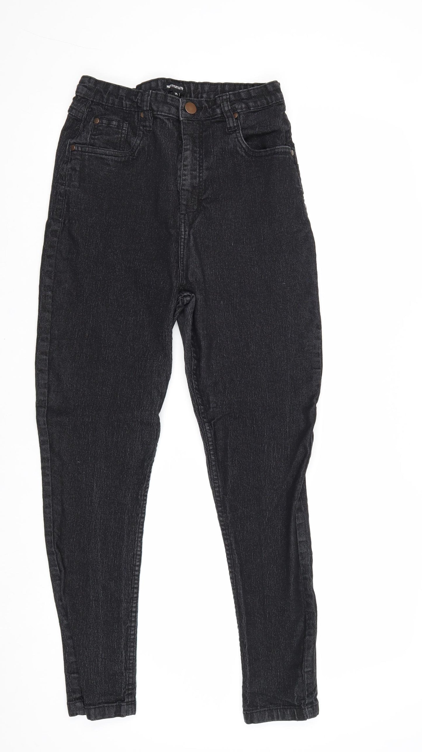 PRETTYLITTLETHING Womens Black Cotton Skinny Jeans Size 14 Regular Zip