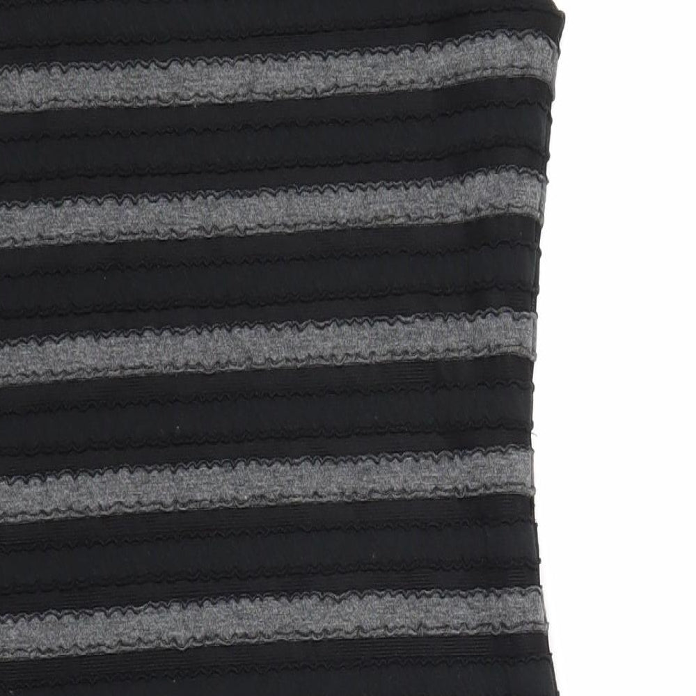 Kische Womens Black Striped Polyester Tank Dress Size M Round Neck Pullover