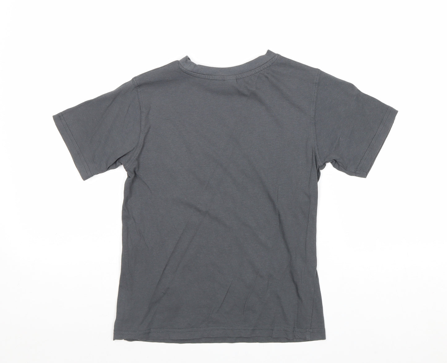 TU Boys Grey Cotton Pullover T-Shirt Size 9 Years Crew Neck Pullover - Rock Band