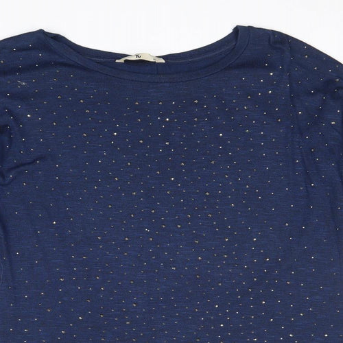 TU Womens Blue Boat Neck Viscose Pullover Jumper Size 10