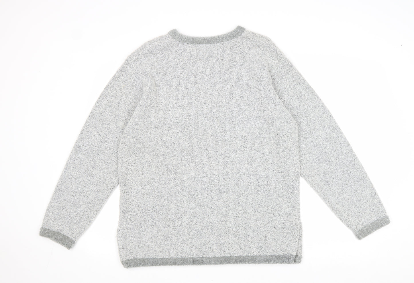 Fabrizo Womens Grey Boat Neck Acrylic Pullover Jumper Size S