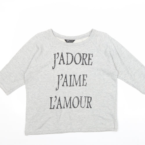 Internacionale Womens Grey Polyester Pullover Sweatshirt Size 12 Pullover - J'Adore J'Aime L'Amour