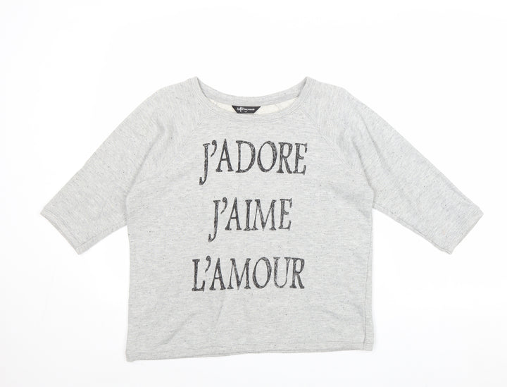 Internacionale Womens Grey Polyester Pullover Sweatshirt Size 12 Pullover - J'Adore J'Aime L'Amour