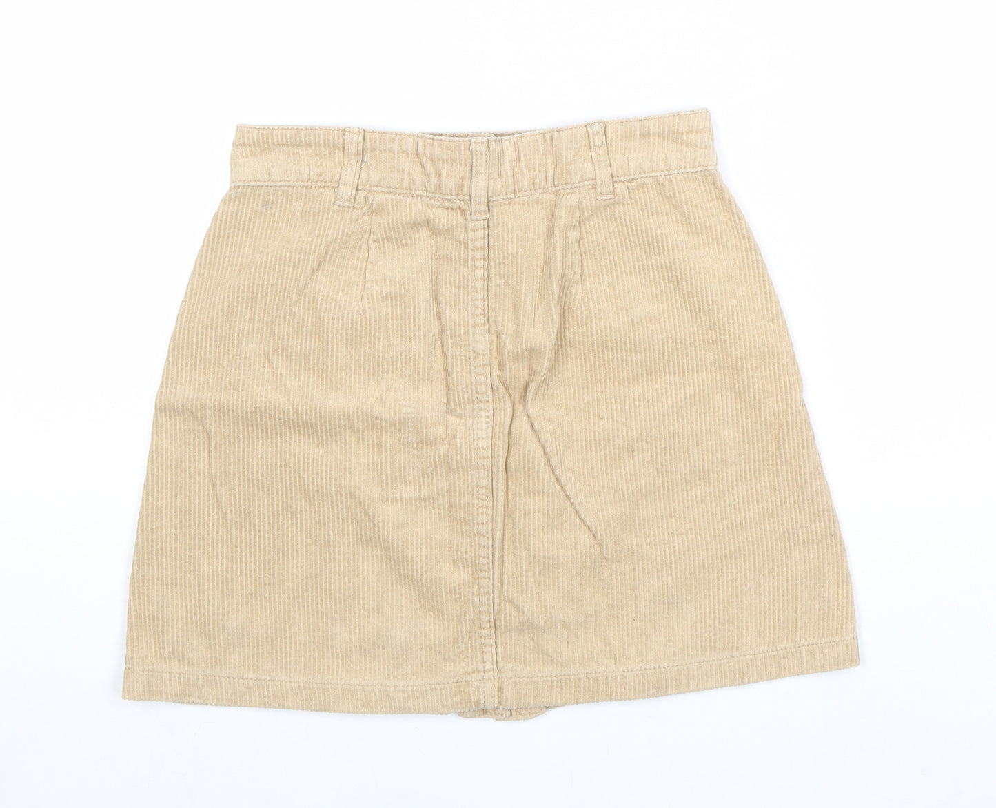Stradivarius Womens Brown Cotton Mini Skirt Size 6 Button