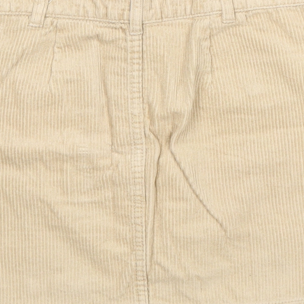Stradivarius Womens Brown Cotton Mini Skirt Size 6 Button