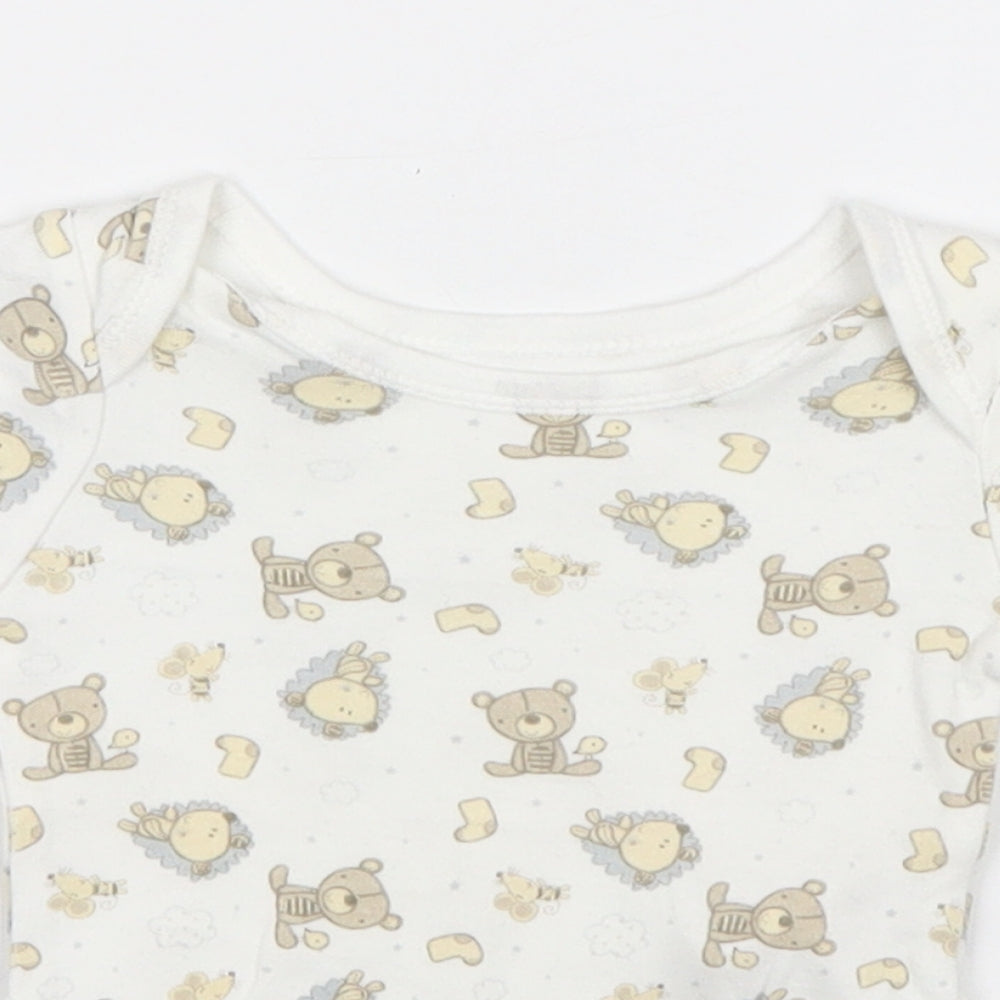 Earlydays Baby White Geometric 100% Cotton Babygrow One-Piece Size 0-3 Months Snap - Teddies