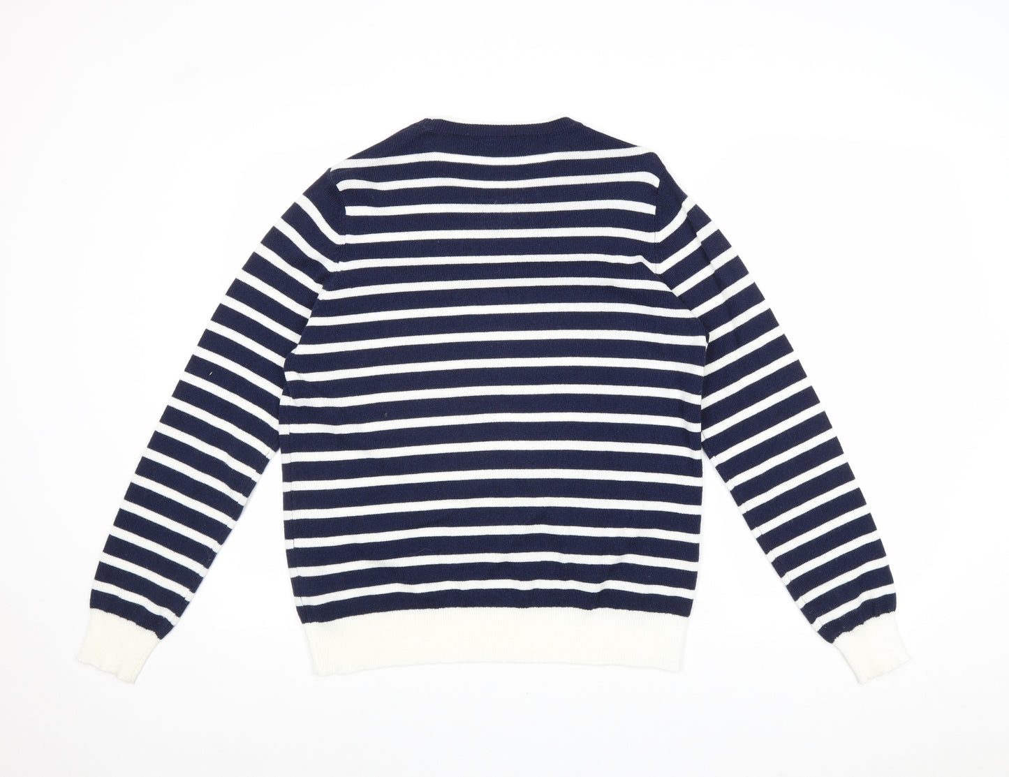 Papaya Womens Blue Boat Neck Striped Acrylic Pullover Jumper Size 16