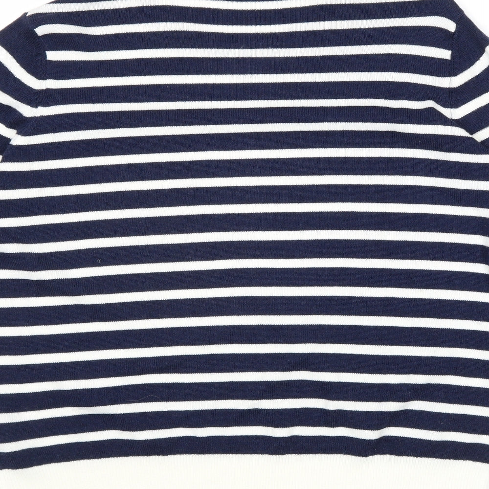 Papaya Womens Blue Boat Neck Striped Acrylic Pullover Jumper Size 16