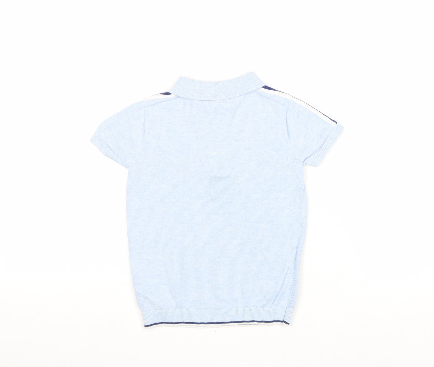 NEXT Boys Blue Striped 100% Cotton Pullover Polo Size 4 Years Collared Zip