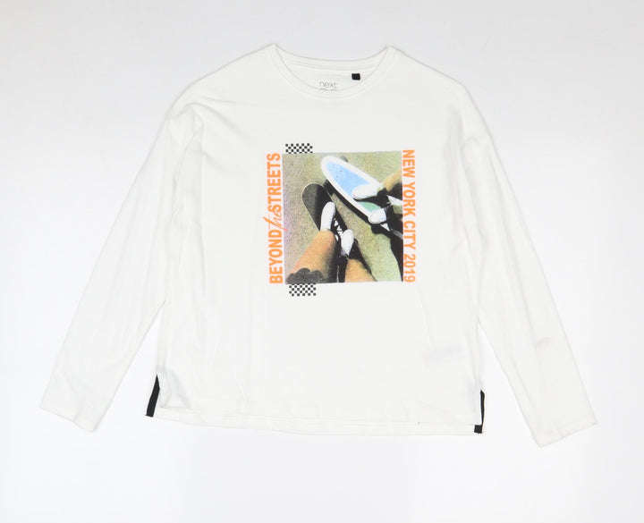 NEXT Boys White 100% Cotton Pullover T-Shirt Size 11 Years Crew Neck Pullover