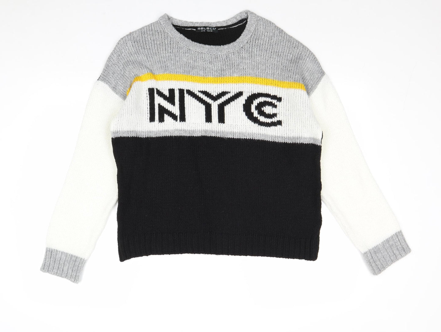 Select Womens Black Boat Neck Acrylic Pullover Jumper Size 10 - NYC