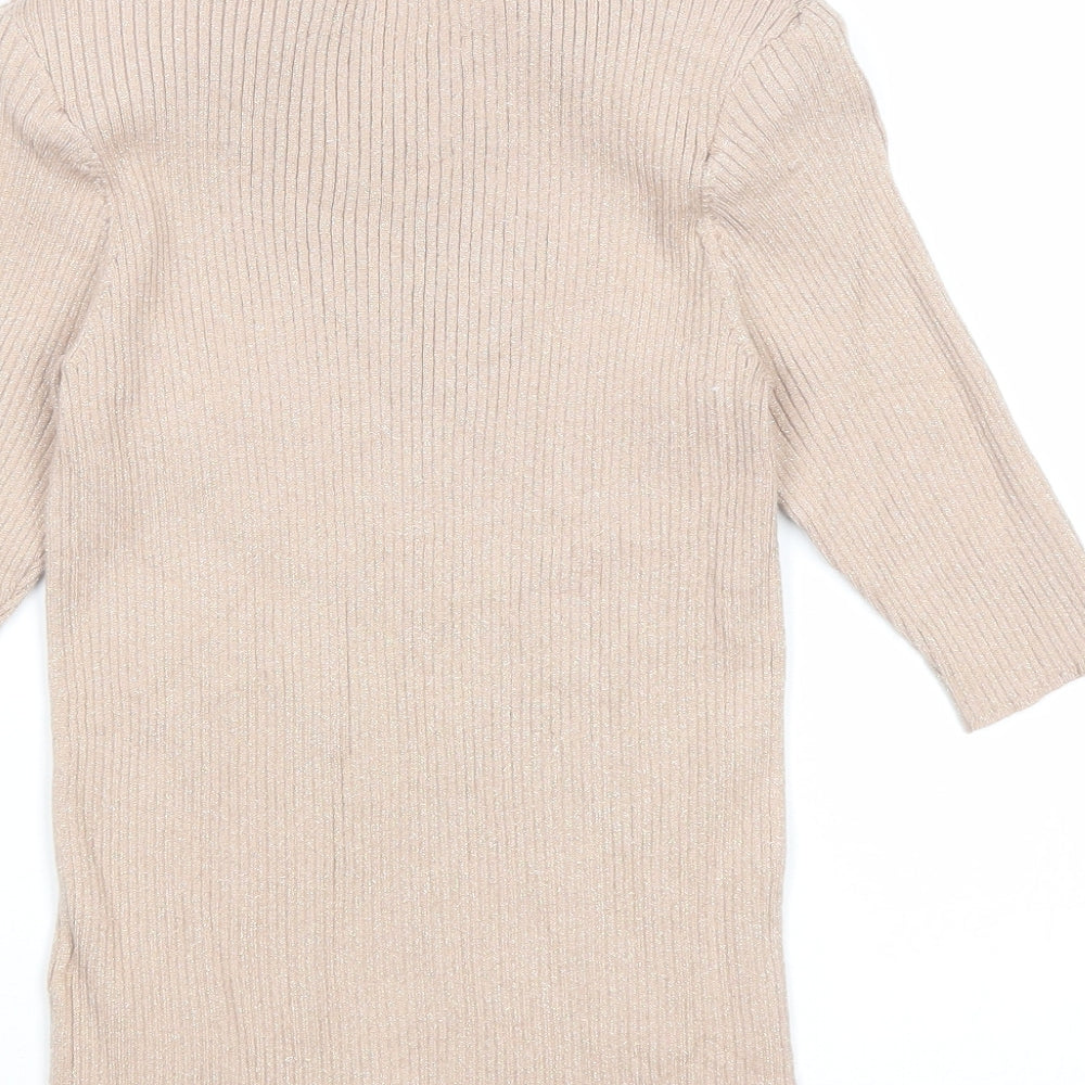 NEXT Womens Pink Round Neck Viscose Pullover Jumper Size 8 - Ribbed