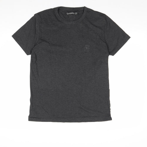 French Connection Mens Grey Cotton T-Shirt Size M Round Neck