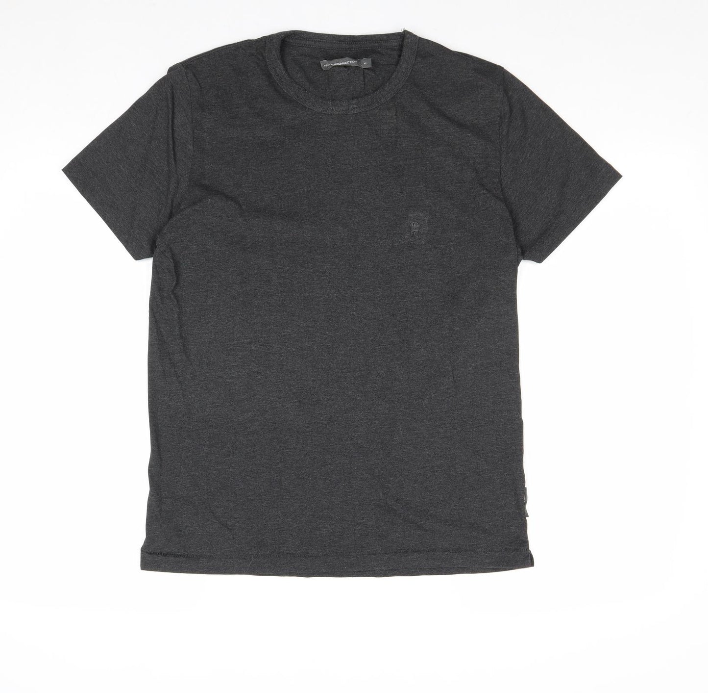 French Connection Mens Grey Cotton T-Shirt Size M Round Neck