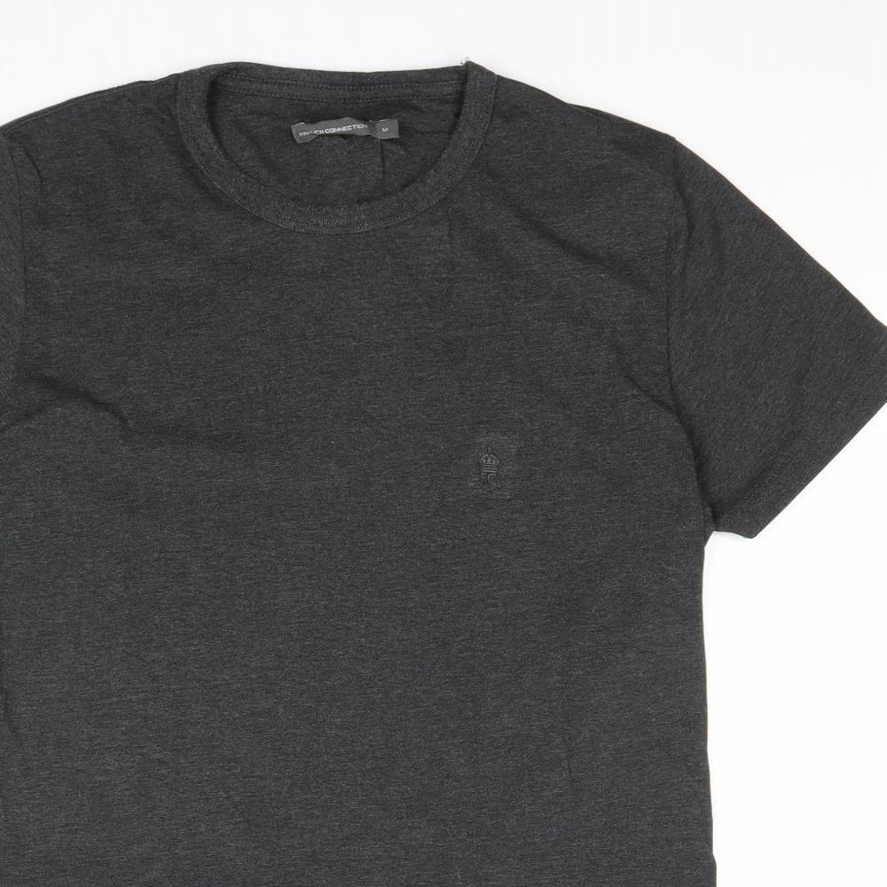 French Connection Mens Grey Cotton T-Shirt Size M Round Neck