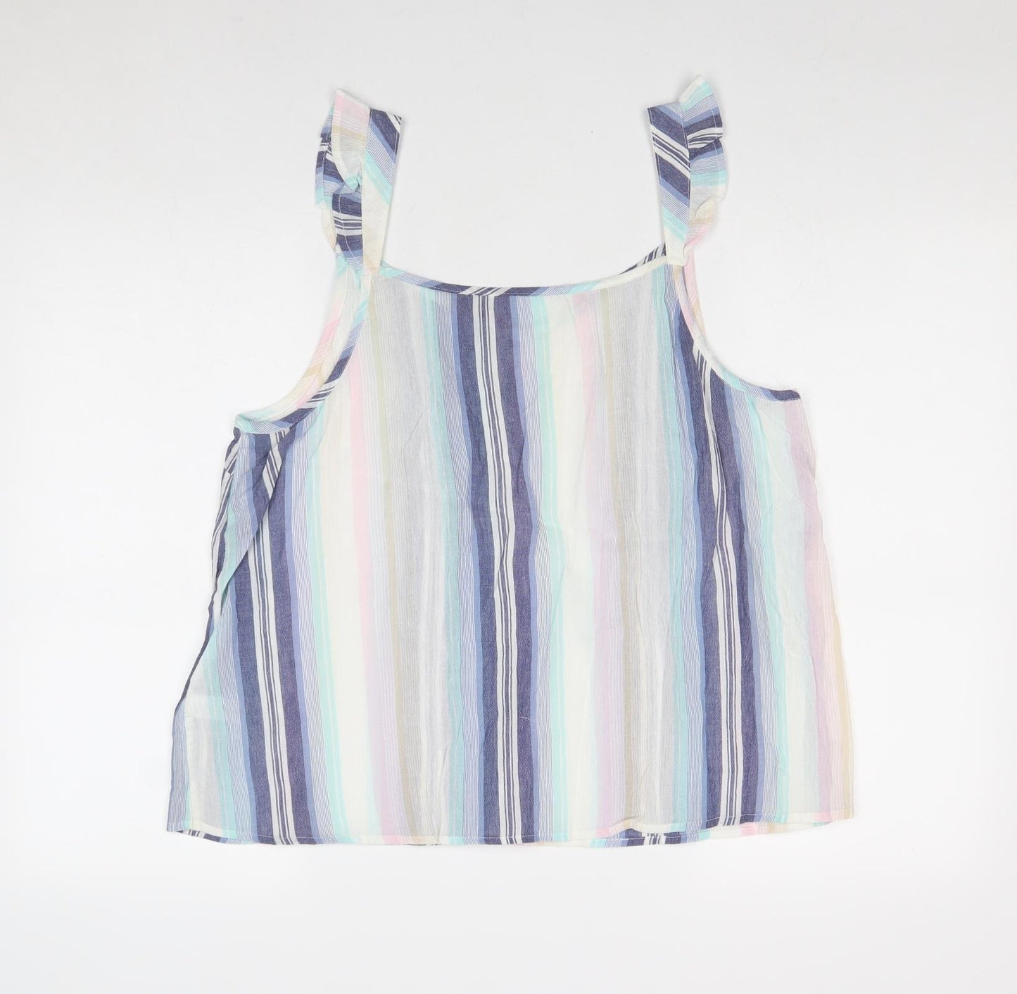 George Womens Multicoloured Striped 100% Cotton Basic Blouse Size 16 V-Neck